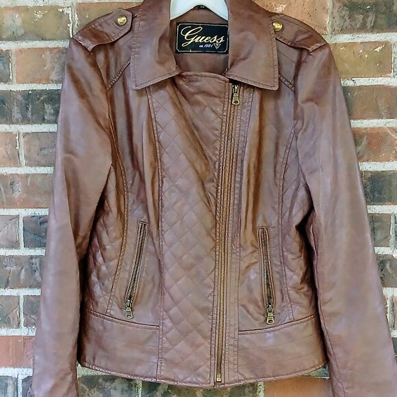 LADIES GUESS brand Faux Leather JACKET - Picture 1 of 7